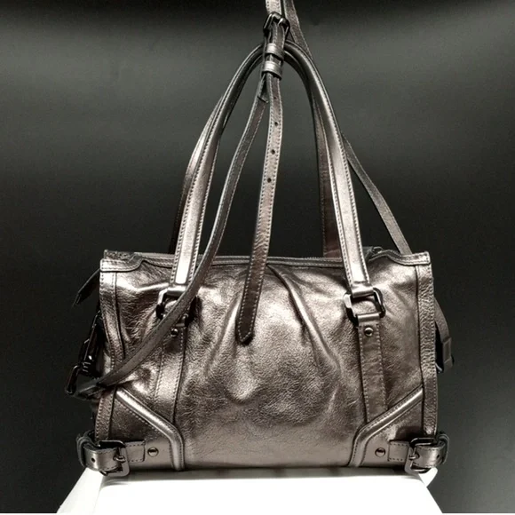 🆑 Burberry Prorsum Metallic Silver Satchel And/e Shoulder Bag Like New EUC
